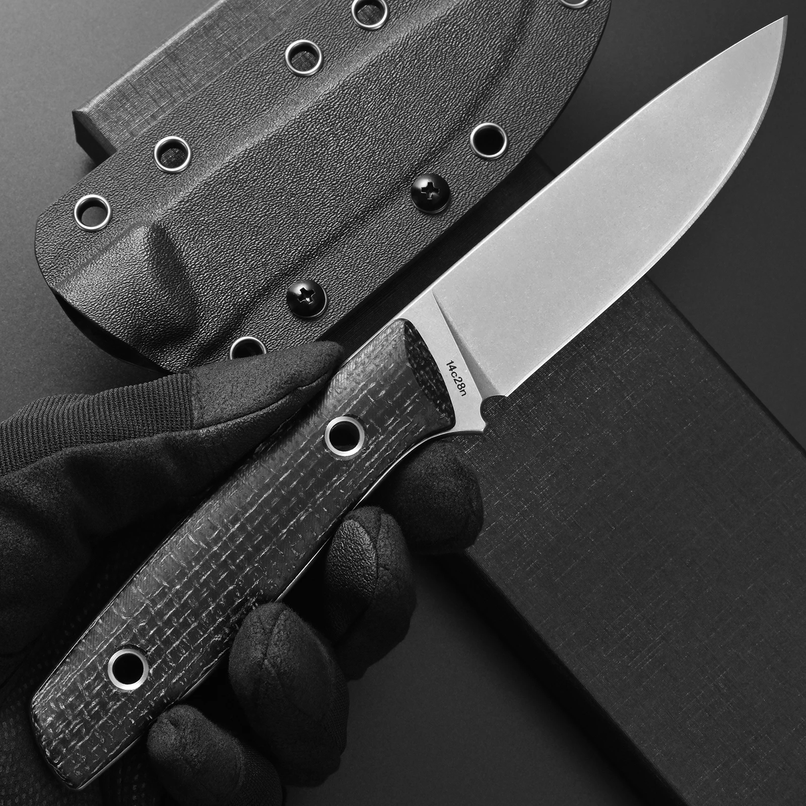 Image of Eafengrow EF175 Messer mit feststehender Klinge, 14c28n Stahlklinge, Micarta-Griff, Full Tang, kompakte EDC-Messer für Camping, Arbeit und Überleben