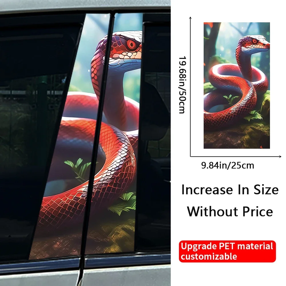 2Pcs/set Venomous Snake Car Stickers DIY B-pillar Cover Scratches Waterproof Durable Cartoon Automobile Decoration PET Decals