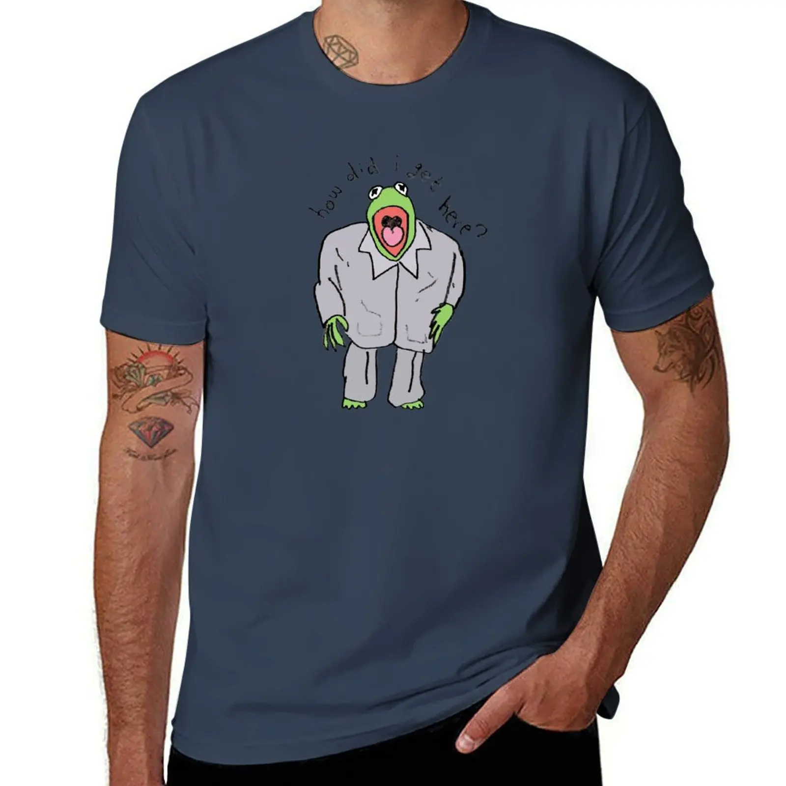 Kermie n'a pas d'indice où il est T-Shirt homme graphique T-Shirt coton T-Shirt homme T-Shirt pour homme 100 pour cent coton T-Shirt