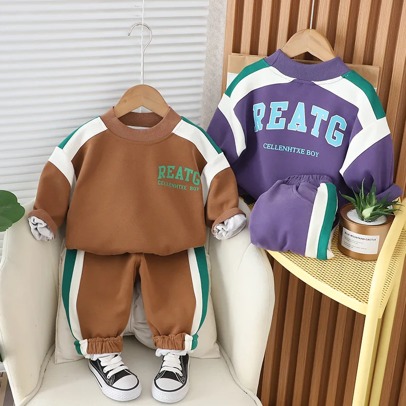 

Boys Clothes Sets Spring Autumn 2024 Children Cotton T-shirts Coats Pants 2pcs Sports Suit For Baby Tracksuits Kids Outfits 4 5Y