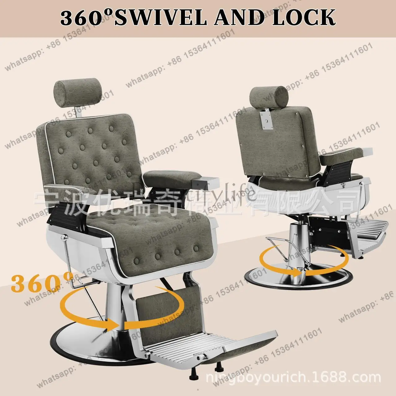 PG metal barber chair for light luxury men's pom-top hair barber chair salon equipment factory