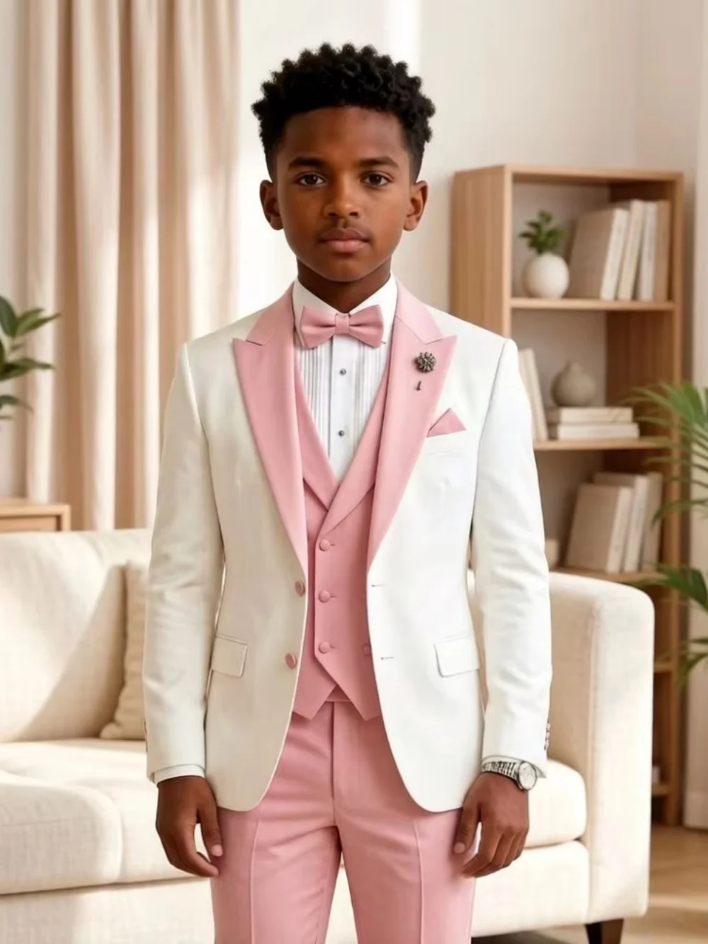 3 Pieces Boys Formal Suit Set Wedding Guest Clothes Classy Smart Kids Regular Fit Suits Graduation Ceremony Birthday Tuxedo