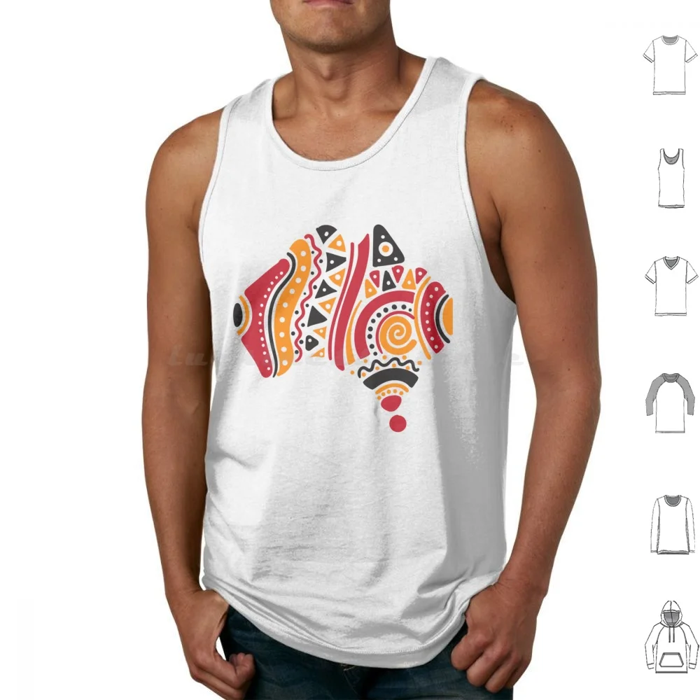 Australian Flag Aboriginal Art Tank Tops Print Cotton Australia Map Travel World Europe Asia Africa America Country