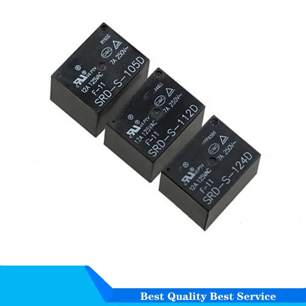 5PCS 100%Original New Relay SRD-S-105D 5VDC SRD-S-112D 12VDC SRD-S-124D 24VDC SRD S 112D 5V 12V 24V 5PIN 7A