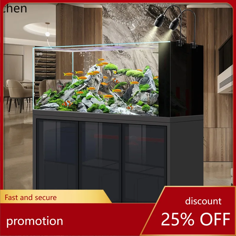 

HXL Stream Tank Living Room Backpack Bottom Filter Ultra-clear Glass Tank No Water Change Needed