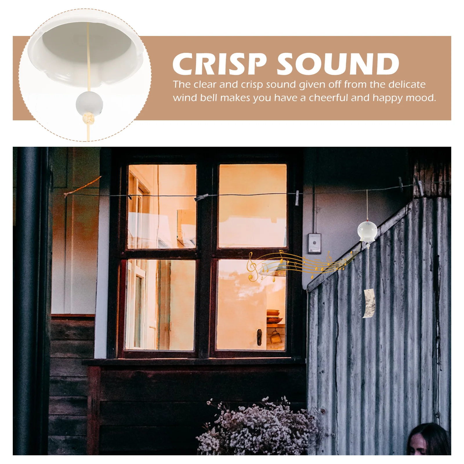 

Ceramic Snowflake Wind Chime Pendant Hanging Decor Indoor Outdoor Garden Vintage Style Ceramic Wind Bell Ornament