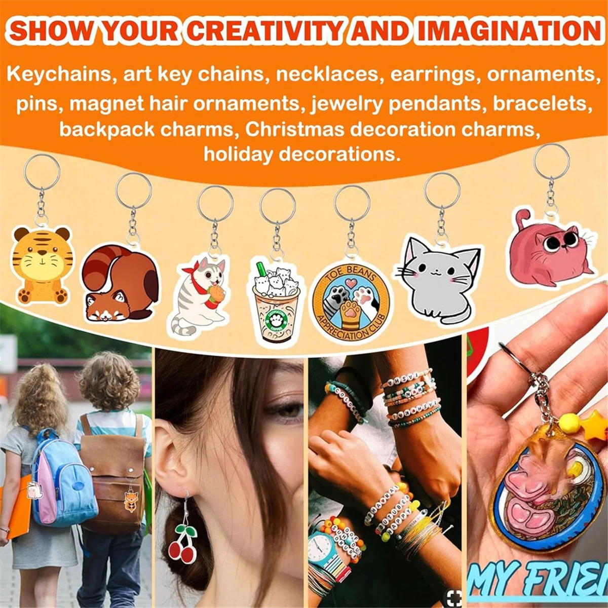 A20M 151PCS ShrinkyDink Sheets Kit, ShrinkyDink Keychain Kit Plastic Sheet Film Sheets Kit Suitable for DIY / Ring / Craft