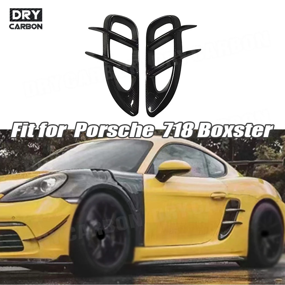 

for Porsche 718 Cayman Boxster Coupe 2016-2020 Dry Carbon Fiber Side Fender Intakes Air Vents Trim Cover Caps Spoiler