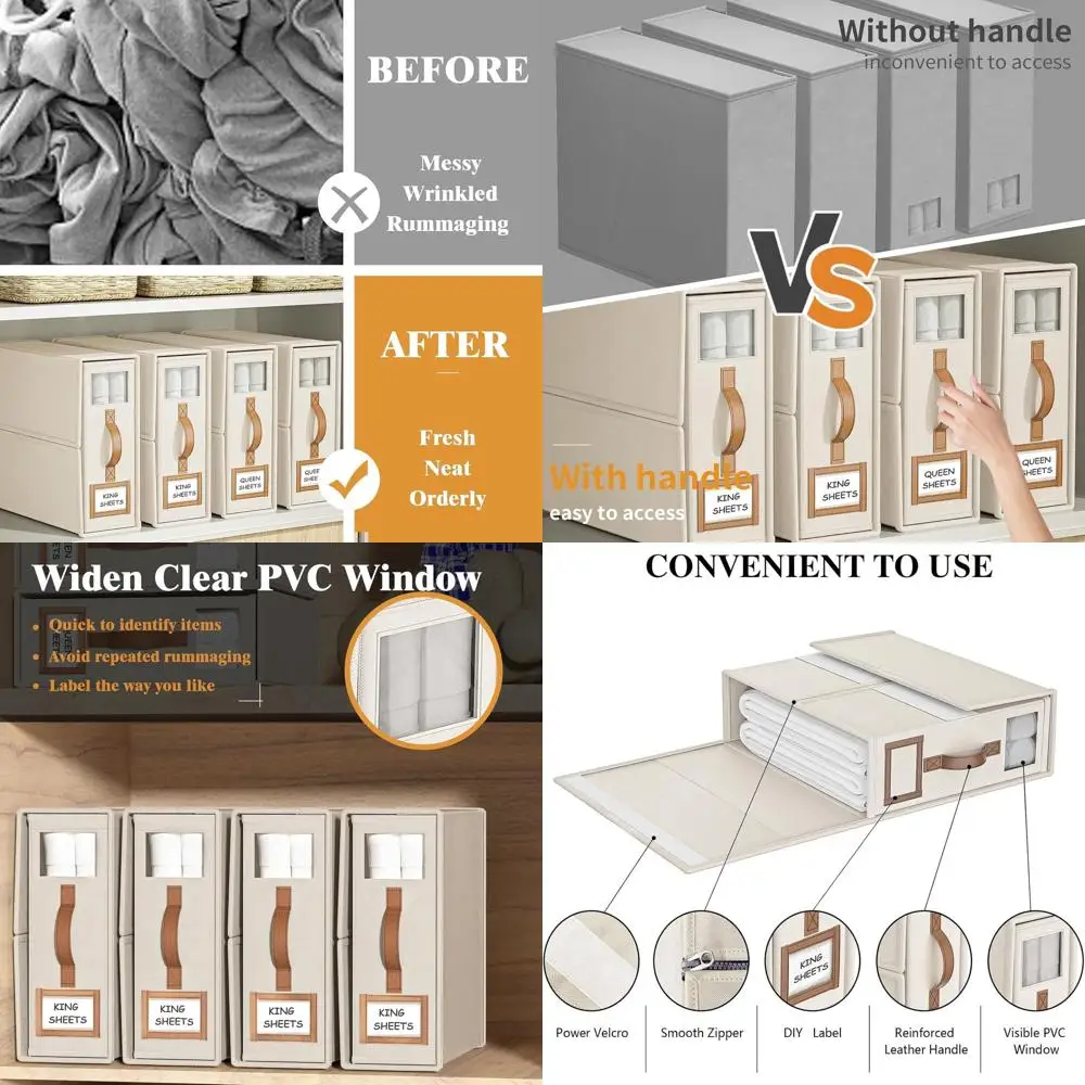 

King Size Duvet Cover Storage Organizer with Handle for Bed Sheets and Linen - 3.7 Gal Beige