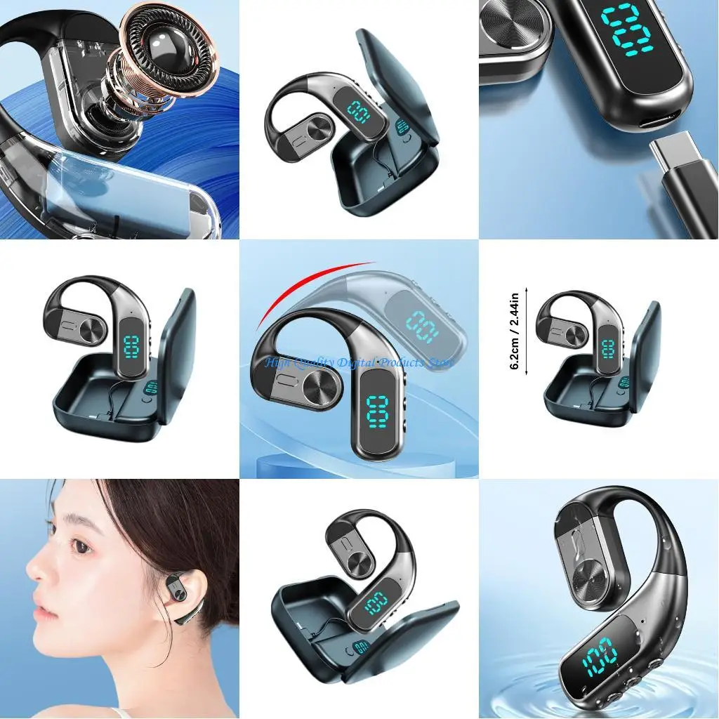 

U2JE Earhook Headphones Bluetooth-compatible 5.5 Noise Reductions Soft Ear Design