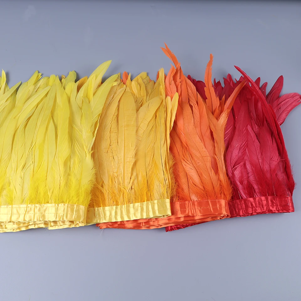 Rooster Feather Trims 25-30cm Natural Feathers Fringe Trimmings for Needlework Handicraft Accessories Clothes Decoration