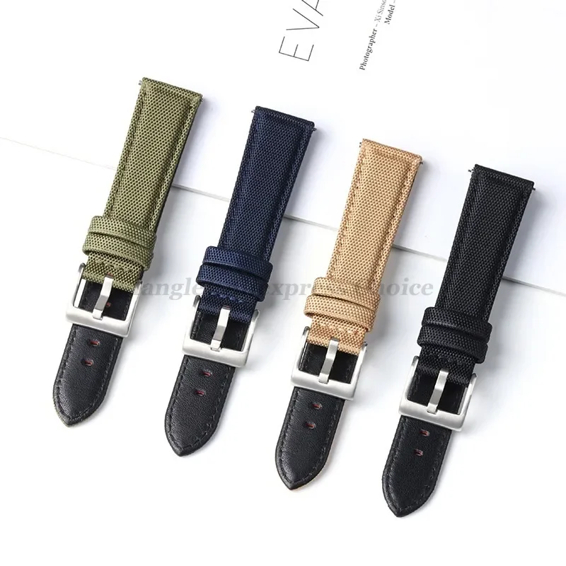 Nylon Canvas Leather Strap 20mm 22mm for Omega for Swatch for Samsung Galaxy Watch 4/5/6 Quick Release Men Women Sport Watchband image 2