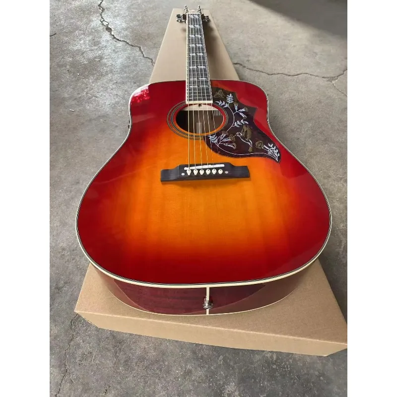 

41 Inch Hummingbird Acoustic Guitar,Cherry Gradient Color