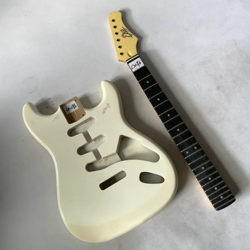 

CNCB296 ST Guitar Kits Unfinished Tremolo Electric Guitar Sets Genuine EKO White Color Body with Maple Neck DIY Replace