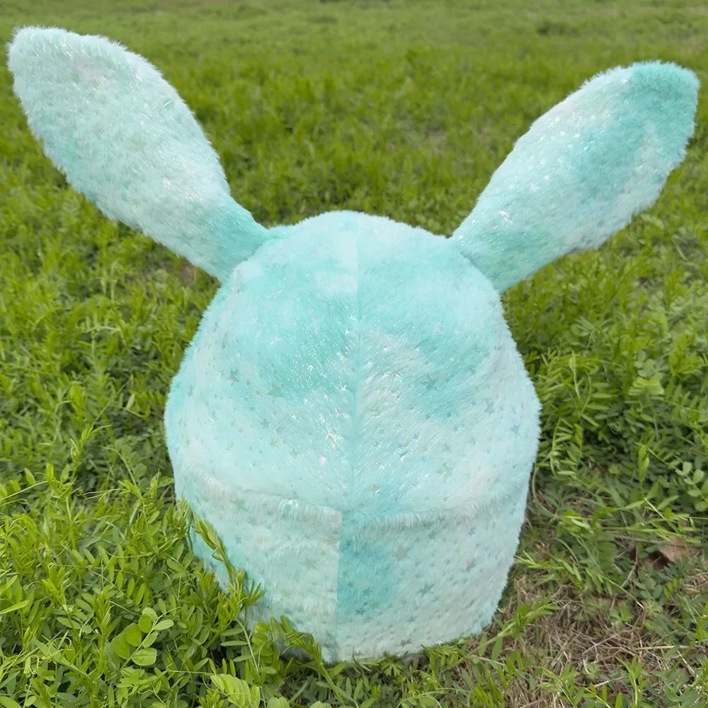 Cute Sequin Bunny Motorcycle Helmet Cover, Cartoon Plush Animal Helmet Hood, Novelty Decor for Full Face Helmet