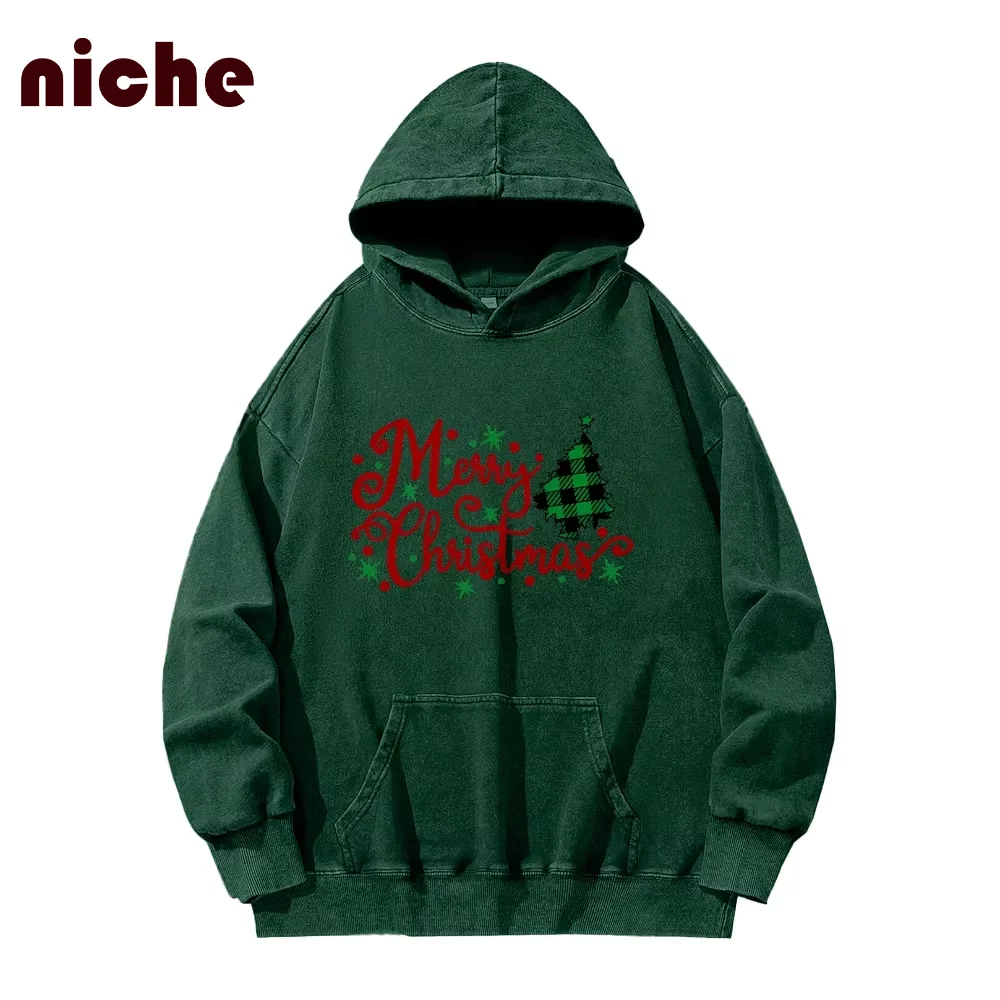 Vintage Ladies Hooded Sweater Christmas Style Graphic Printing High Quality Fabric Neutral Trend New Hoodie Sweatshirt