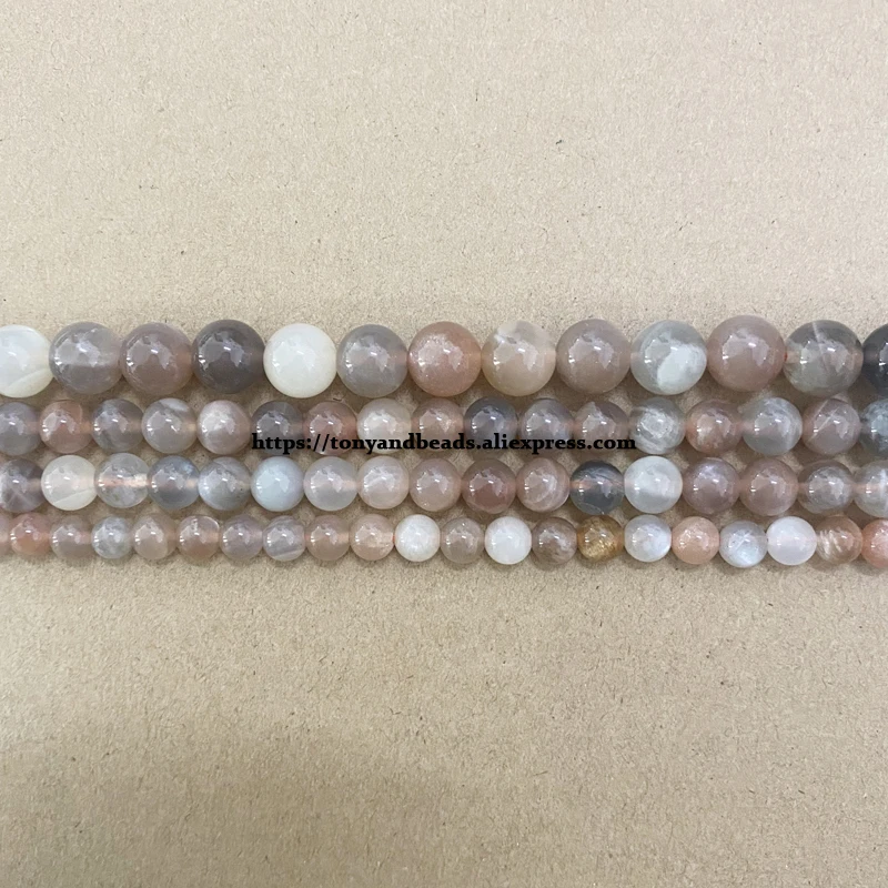 Semi-precious Stones Mixed Colors Moonstone Round Loose Beads 6 8 10 MM Pick Size For Jewelry Making DIY