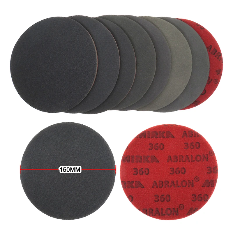 Mirka Abralon 6 Inch Sponge Sangding Disc 8A-241 Foam Hook and Loop Round Sandpaper 180-4000 Grit 150mm Elastic Polishing