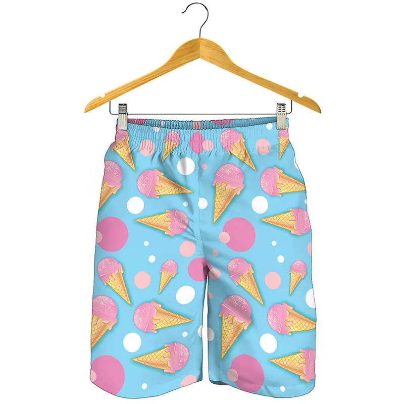 Cartoon Ijs Strand Shorts Heren Womens 3d Print Snelle Droge Sport Surfboard Shorts Kids Leuke Korte Broek Y 2K Meisje Shorts