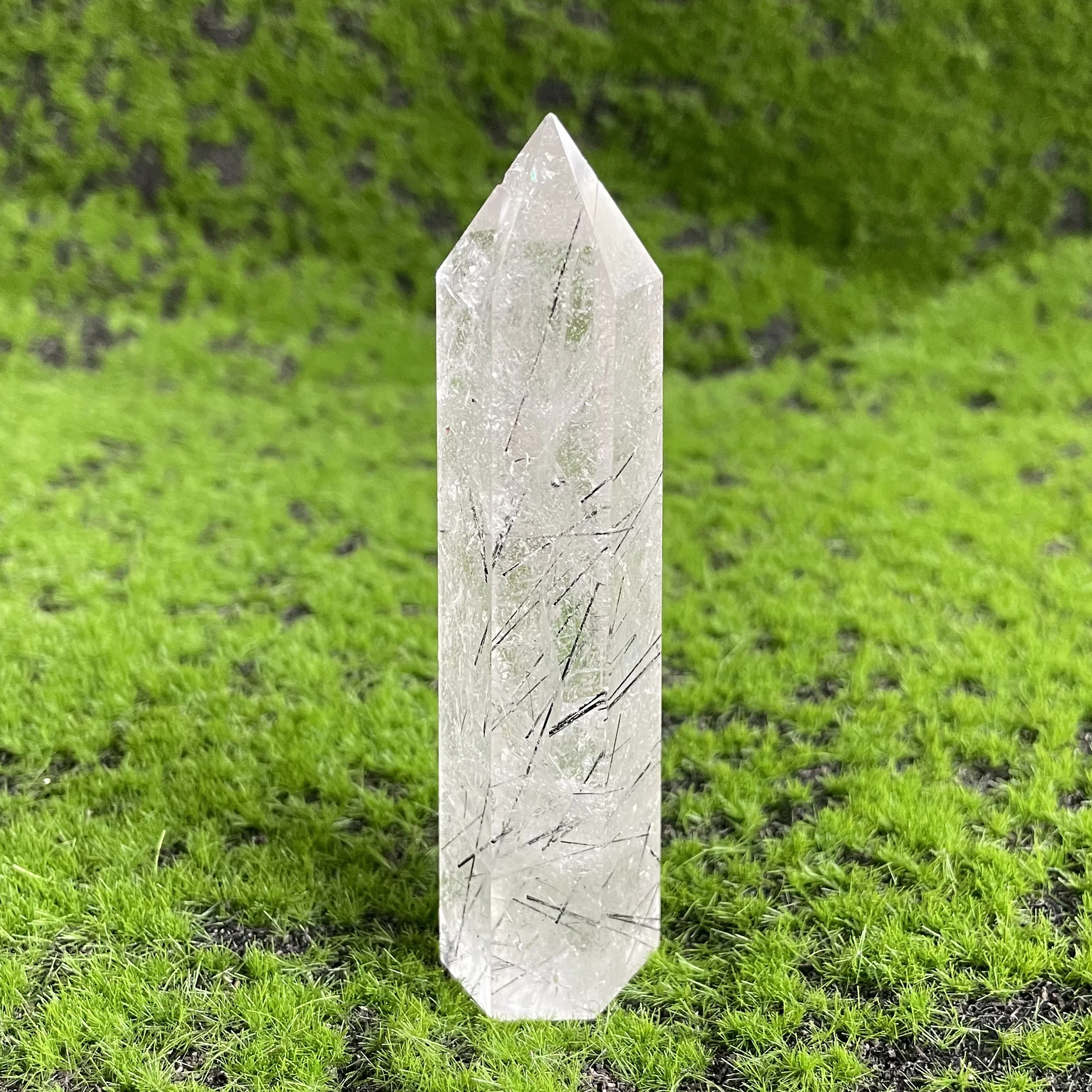 

89g Natural Stone Black Quartz Rutilated Crystal Tower Decor Rock Wand Point Rough Polished Quartz Obelisk Healing W1