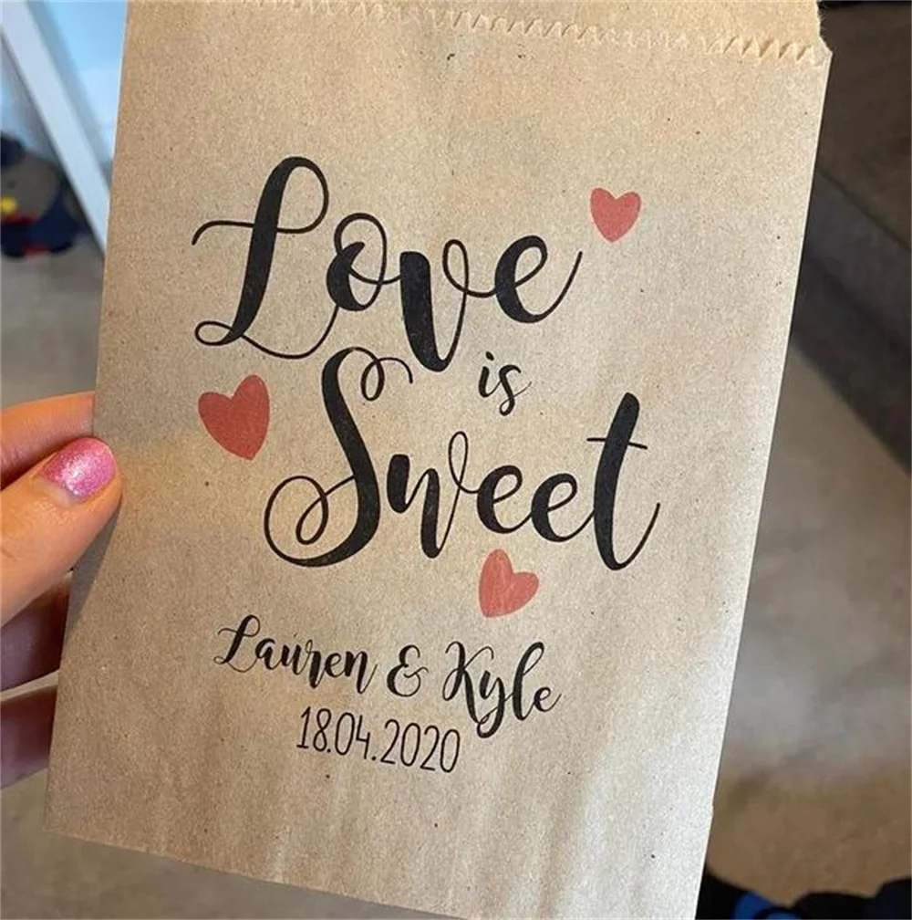 25pcs Personalised wedding LOVE IS SWEET bags, 