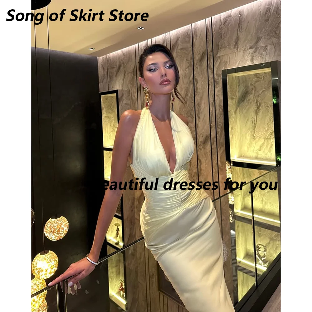 

Formal Evening Dress Deep V Neck Sleeveless Mermaid Floor Length Prom Gown Cocktail Party Gown Prom Dresses Customized