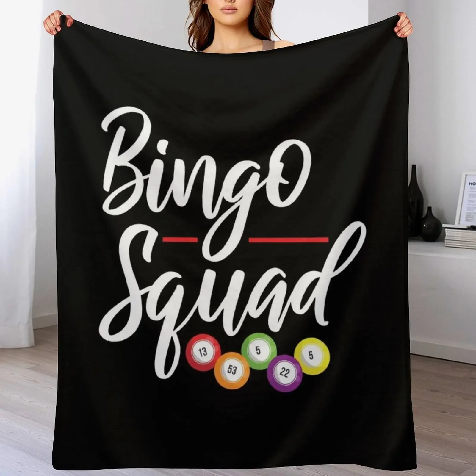

Funny Bingo Squad Throw Blanket Beautifuls Thin Retros Bed Blankets