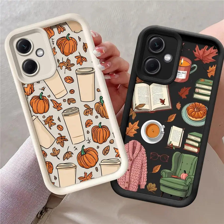 حافظة لهاتف شاومي بوكو X3 NFC C61 C51 X3 Pro C50 كارتون اليقطين مابل ليف