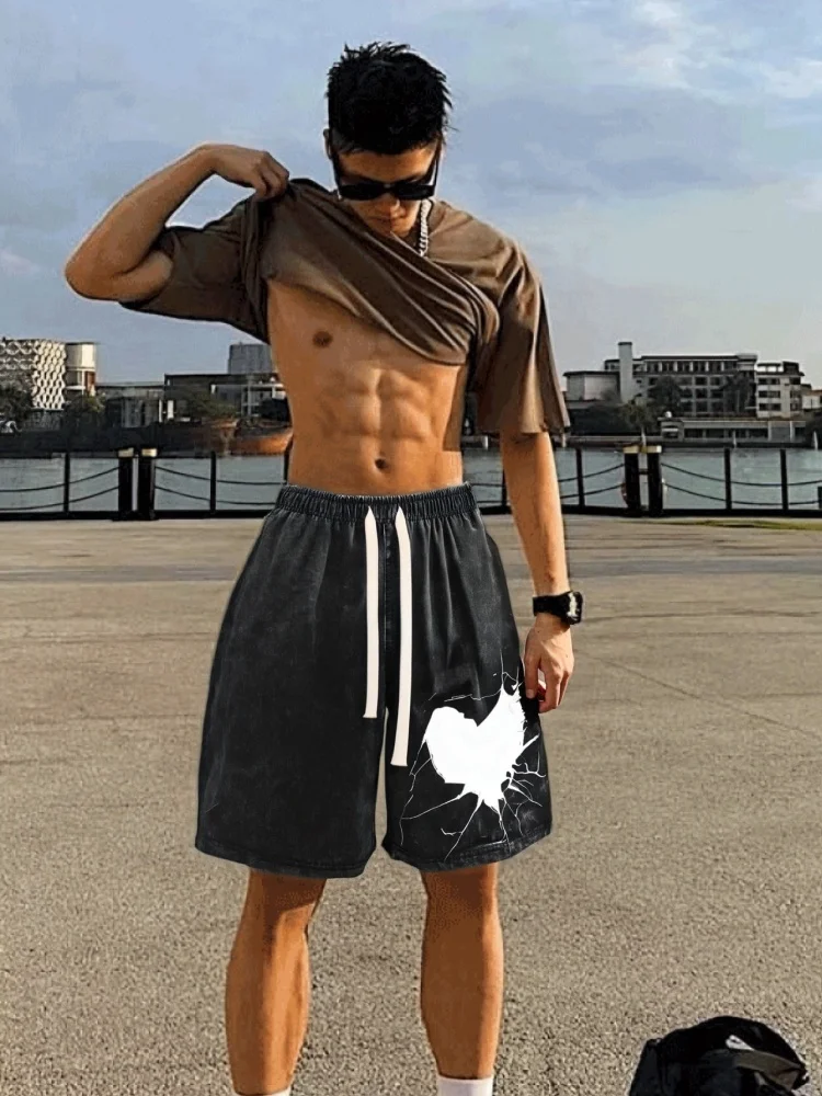 

Шорты для бега и фитнеса, мужские летние спортивные штаны, дышащие пляжные потертые шорты, мужские легкие брюки-бермуды для бега