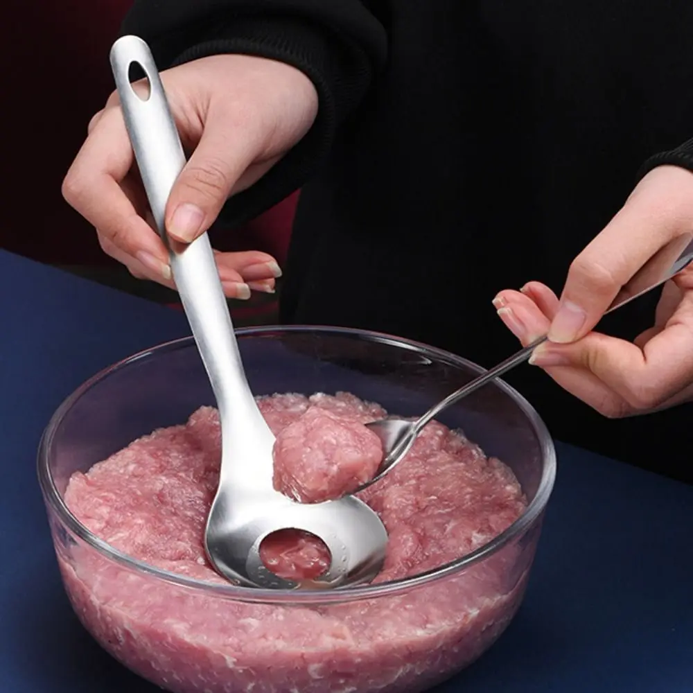 

Форма для ложки для фрикаделек из нержавеющей стали с круглым отверстием, подвесная ложка для изготовления фрикаделек, антипригарные инструменты для пресса для мяса, домашнее использование