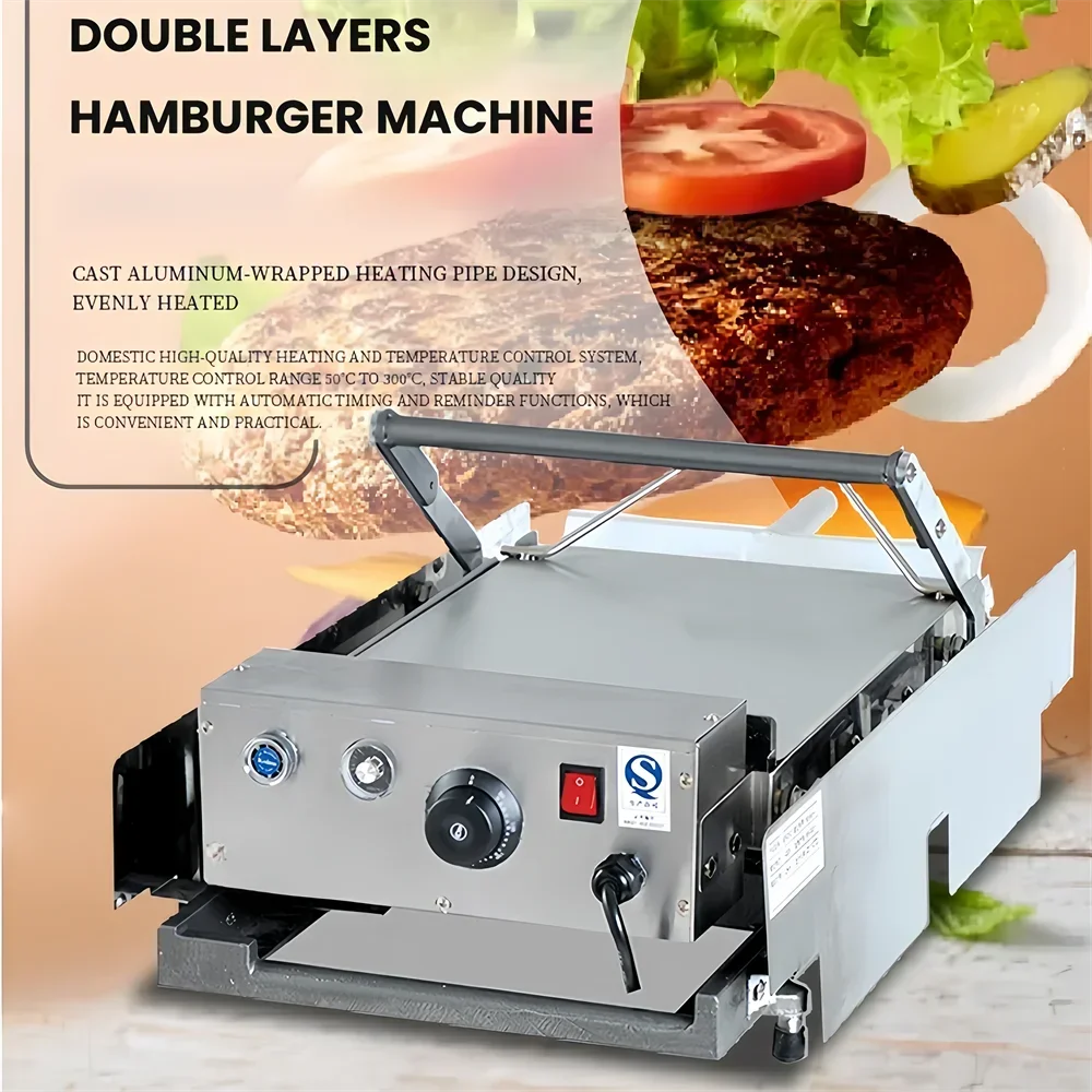 

2000W Electric Bun Hamburger Toaster Bread Grill Oven Hamburger Cooker Double Layer Bake Burger Machine