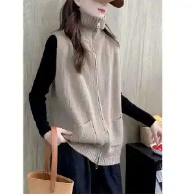 Bild 4: Pullover Weste Gestrickte Doppelreißverschluss Weste Jacke Retro Design Neue Stil Top