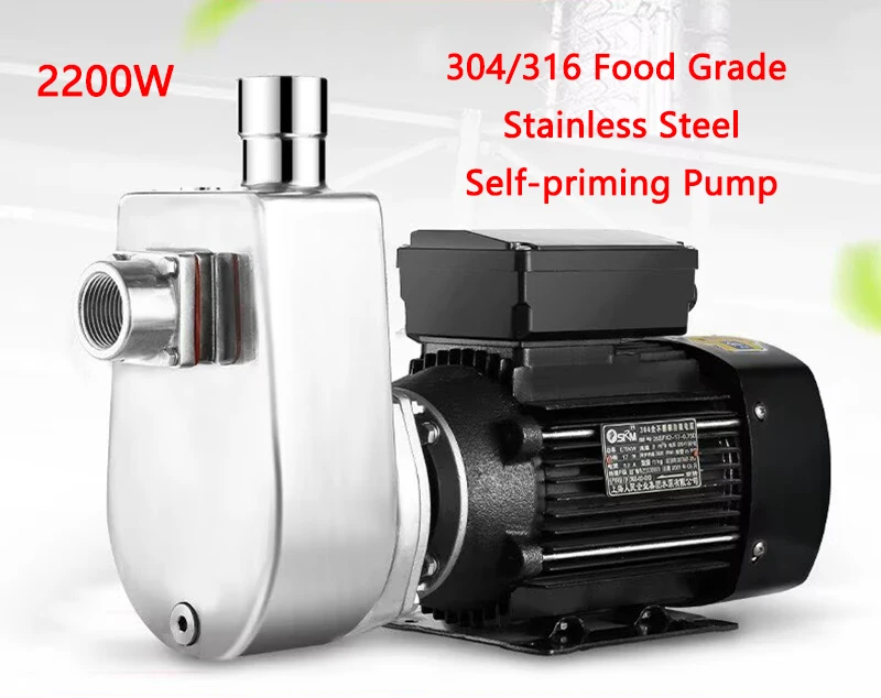 

2200W 304 Stainless Steel Self-priming Pump Corrosion/Acid and alkali Resistance High Temperature Resistance Chemical Pump