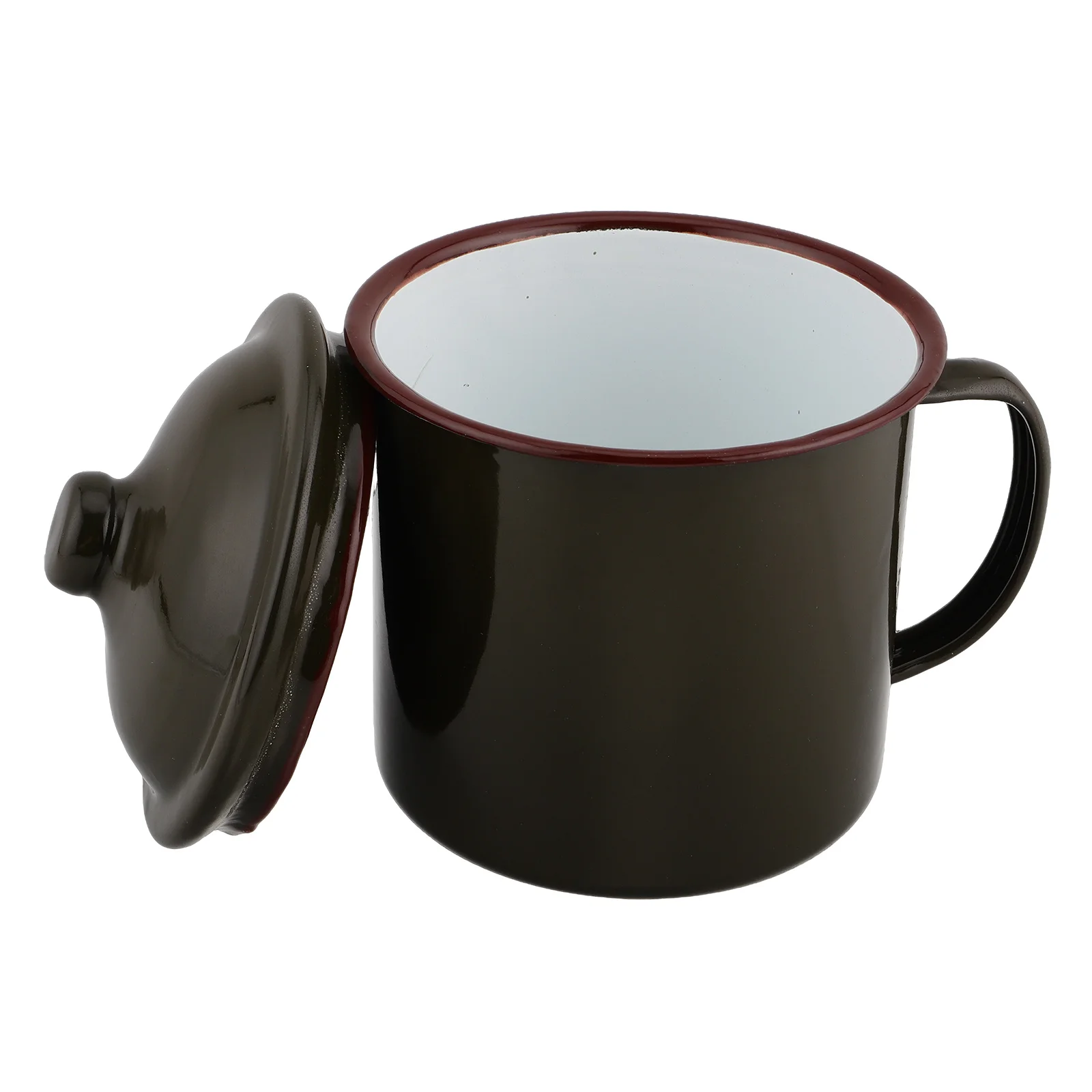 

Enamel Camping Mug 700Ml Vintage Green Retro Drinking Cup Durable Outdoor Tea Coffee Mug For Travel Hiking With Lid
