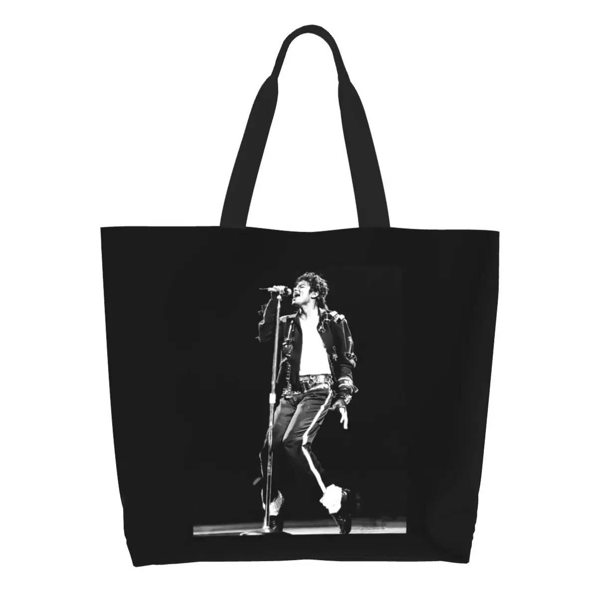 Michael Jackson Shopping Tote Bag Canvas Large Capacity Shoulder Bags Shopper Grocery Handbag for Women