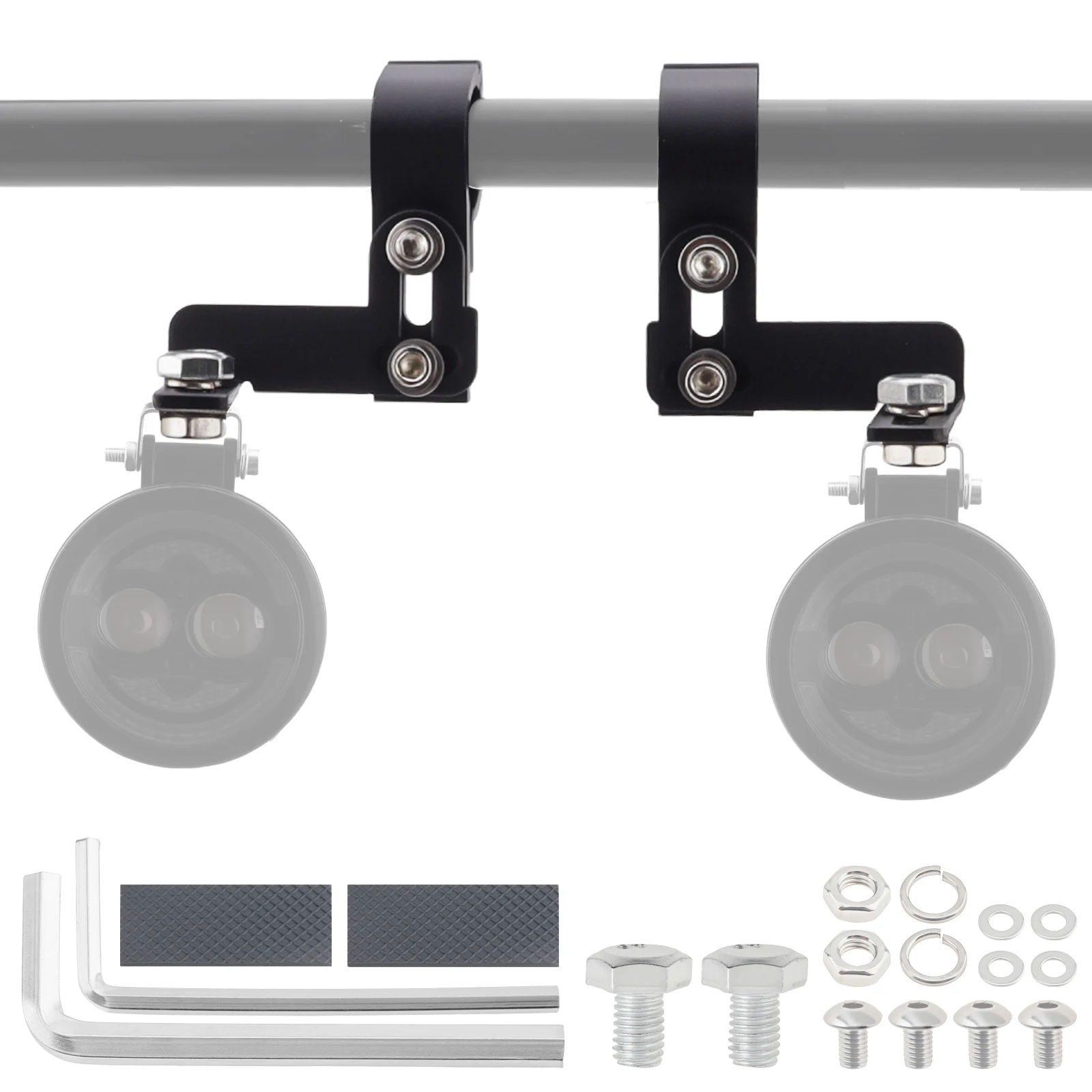 

2pcs Handlebar Left Right Spotlight Mount Bracket for Motorcycle Scooter Dirt Pit Bike ATV UTV Roll Bar Signal Light Clamp