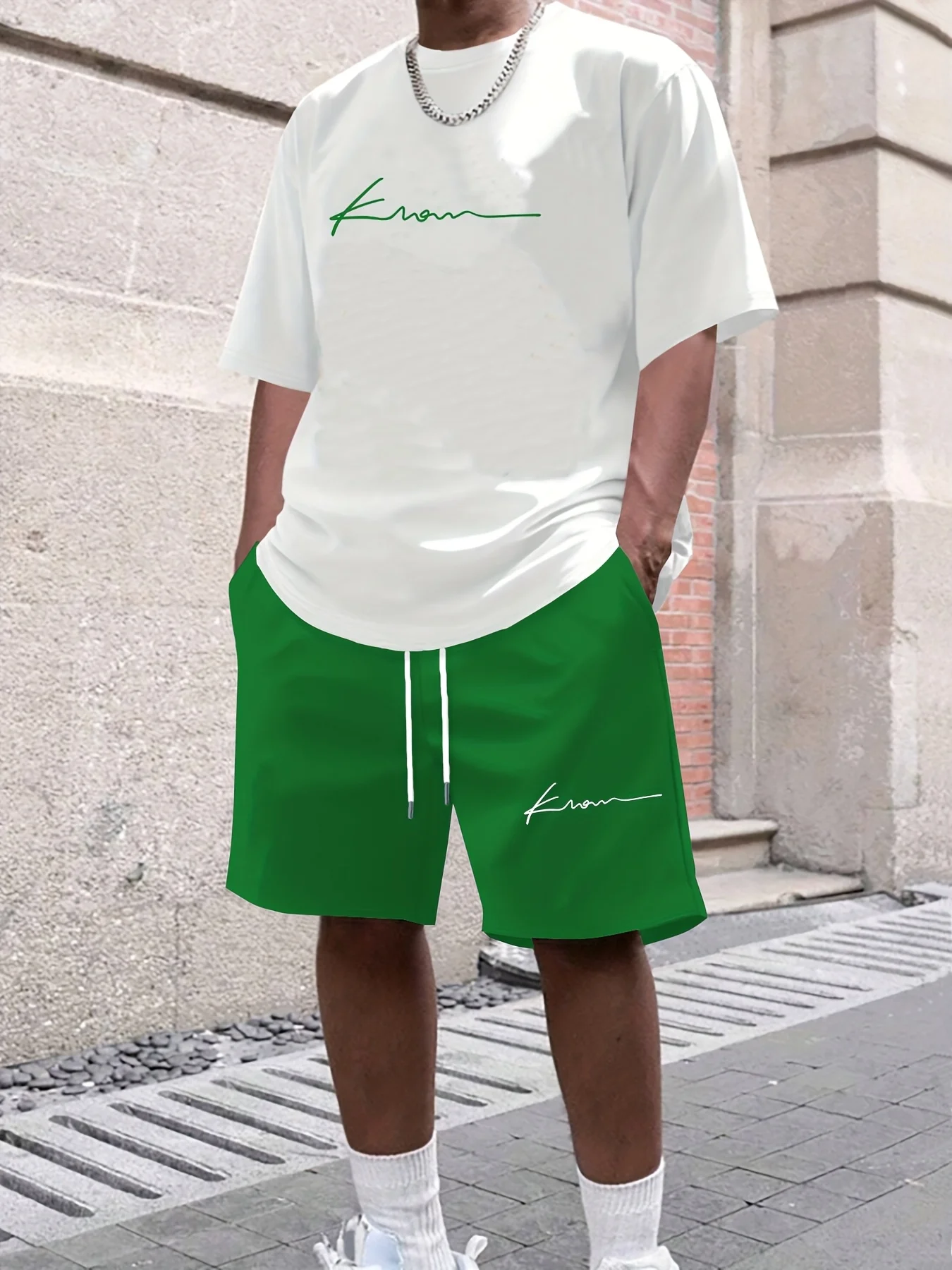 Summer New Arrival Casual Mens Printed T-Shirt Set Trendy Street Style T-Shirt Relaxed Fit Two-Piece Set Breathable Athletic Set