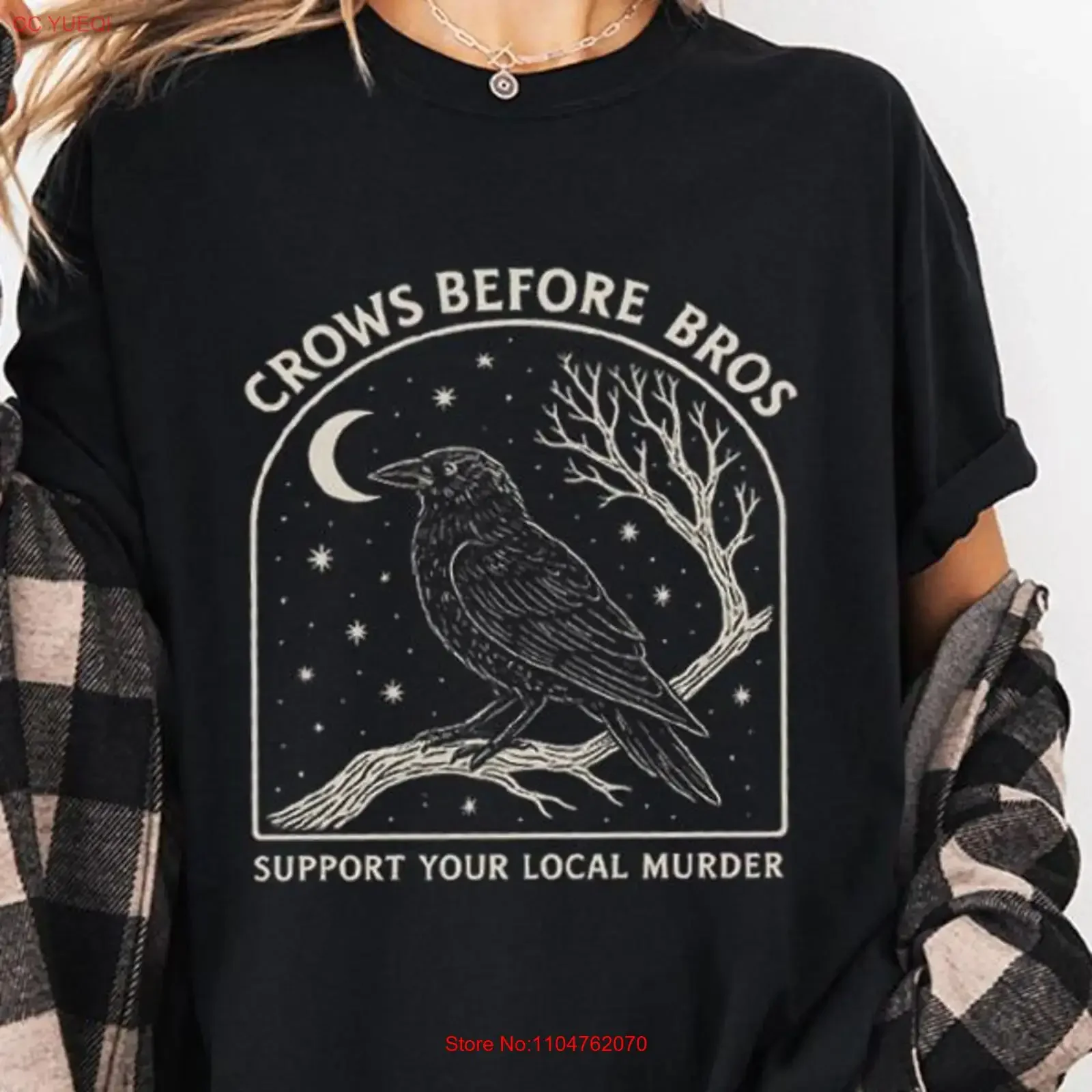 Crows Before Bros T Shirt Witchy Feminist Support Your Local Witches Dark Cottagecore Aesthetic vintage Washed graphic Soft