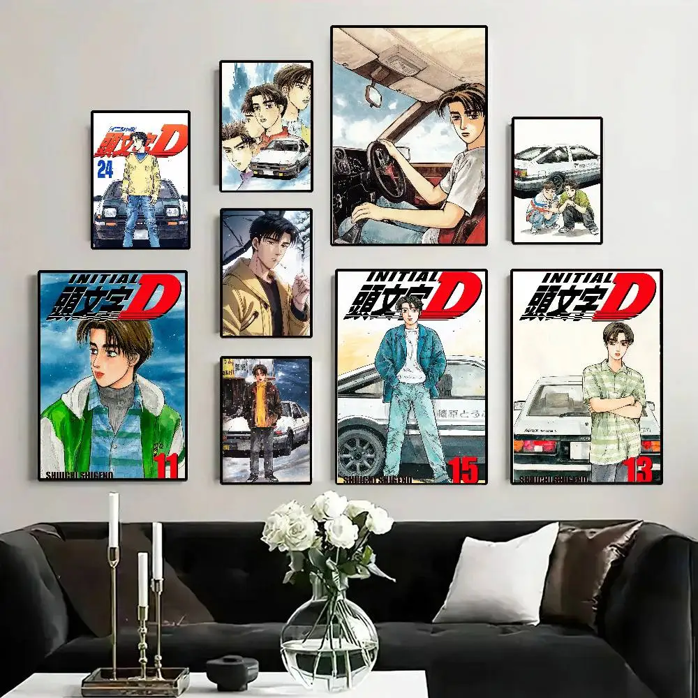 Initial D Anime Japan Manga Posters Living Room Bar Cafe Quality Canvas Vintage Style Comics Painting Art Home Wall Decor Pictur