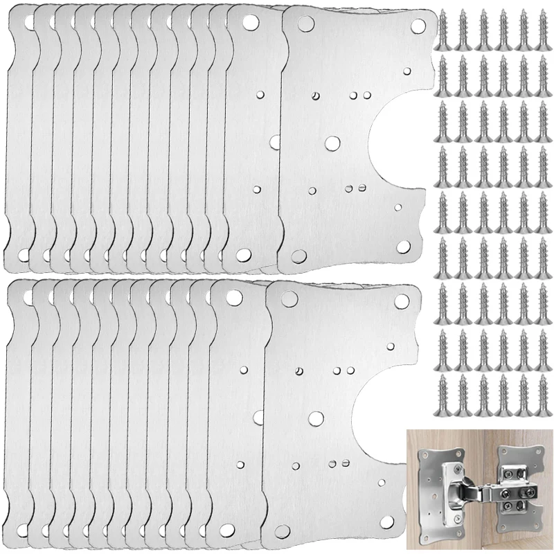 1/10pcs Stainless Steel Hinge Repair Plate Cupboard Door Hinges Mounting Tool Furniture Cabinet Hardware Hinge Fixing Plate Kits