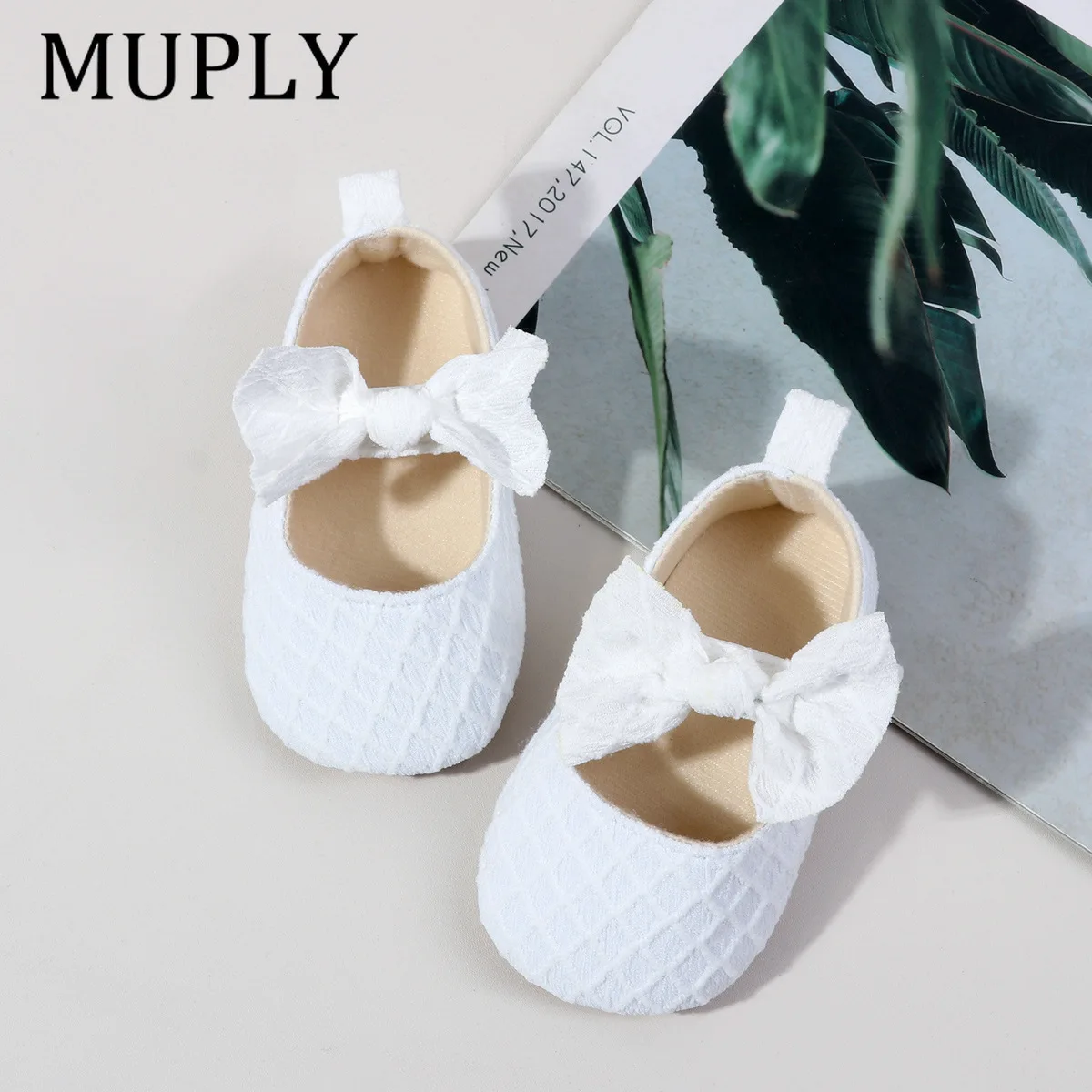 Baby Girls Shoes Cute Bow Decor Spring And Autumn Baby Girl's Toddler Shoes Girl's Princess Shoes TPR Sole 0-18 Months Hook-loop