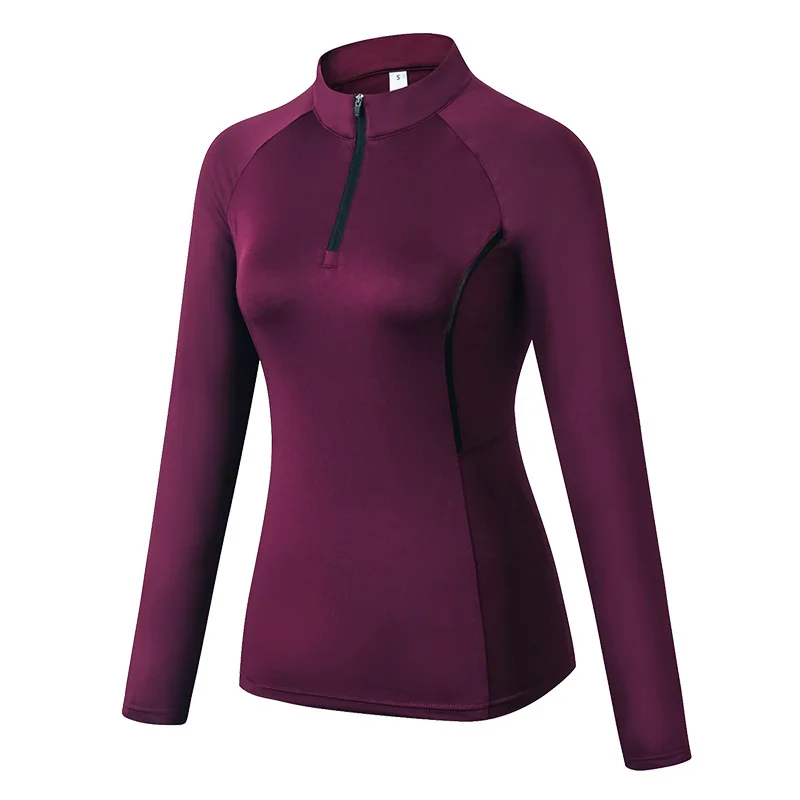 Ropa deportiva de invierno para mujer, ropa deportiva de manga larga para correr y yoga, medias elásticas altas, suéter informal de entrenamiento con cuello levantado