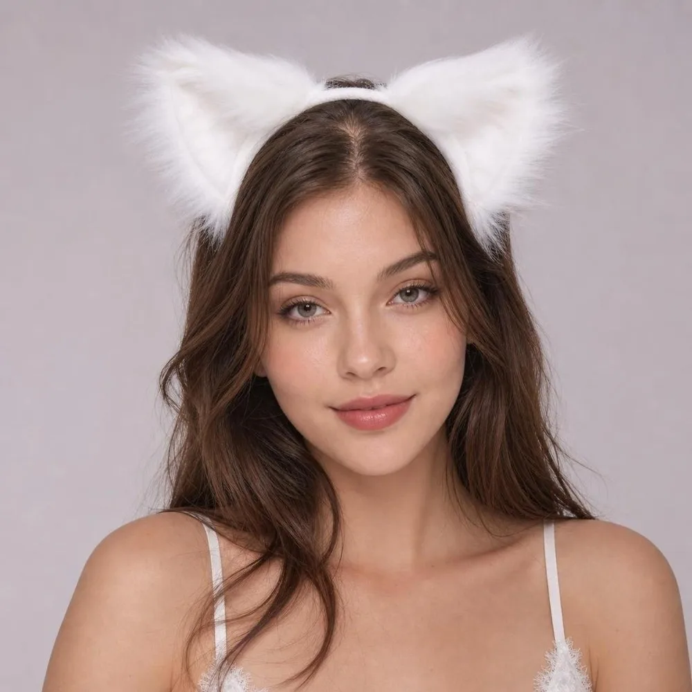 Multicolor Faux Fur Cat Ears Fluffy Realistic Texture Lightweight Cosplay Ears Hair Hoop Flexible Japanese Style Animal Headband
