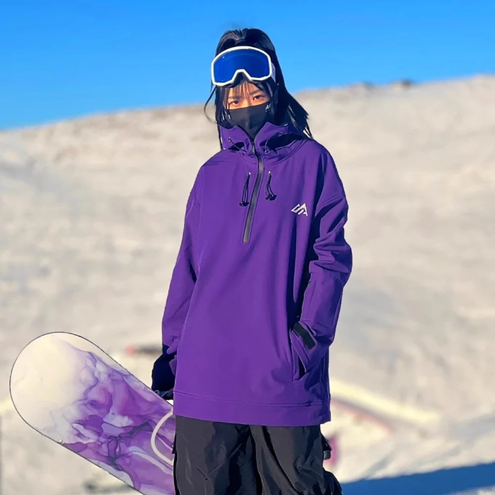 

Winter Women's Windproof Warm Slippery Hoodie Waterproof and Breathable Unisex Outdoor Recreation Sports Ski Jacket