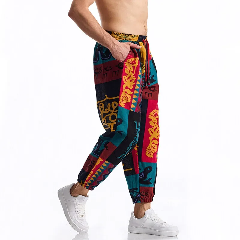 جودة عالية للرجال أزياء زهرة الرباط السراويل عارضة الترفيه شخصية الميزات السراويل #1