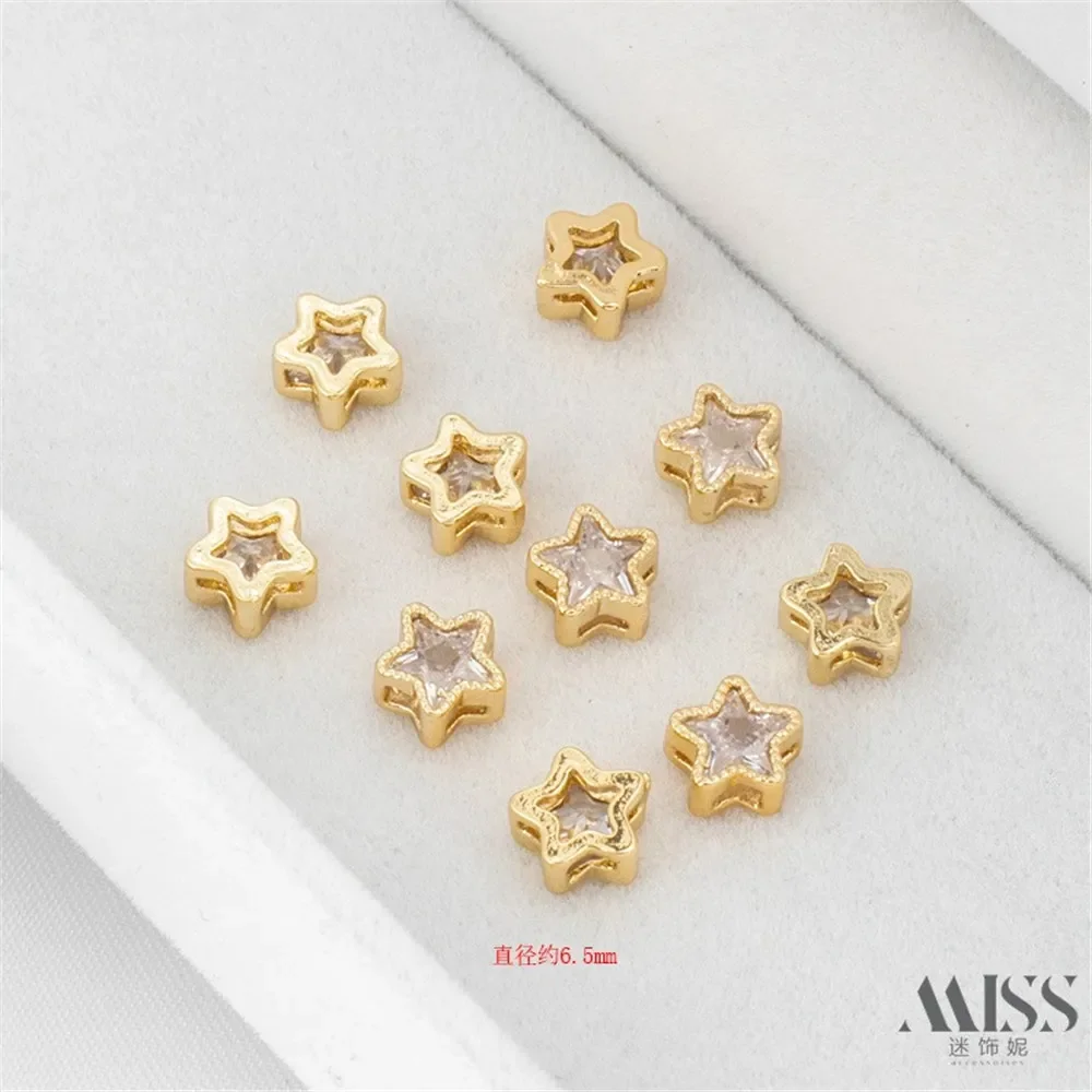 

14K Gold-coated Zircon Pentagram Bead Charm Pendant DIY Accessories Chain Pendant Handmade Decorative Chain Jewelry Material