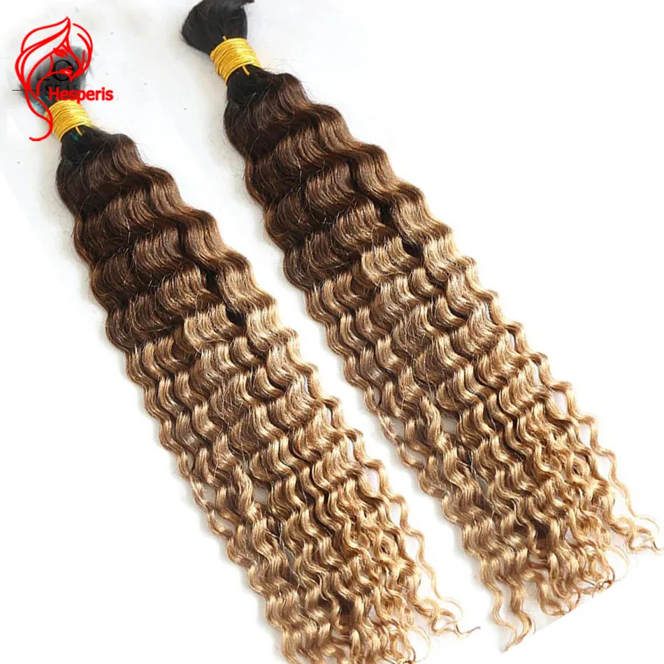 Hesperis Curly Human Hair Bundles No Weft Ombre Color Bulk Hair Extensions For Women Ombre Blonde Bulk Human Hair For Braiding