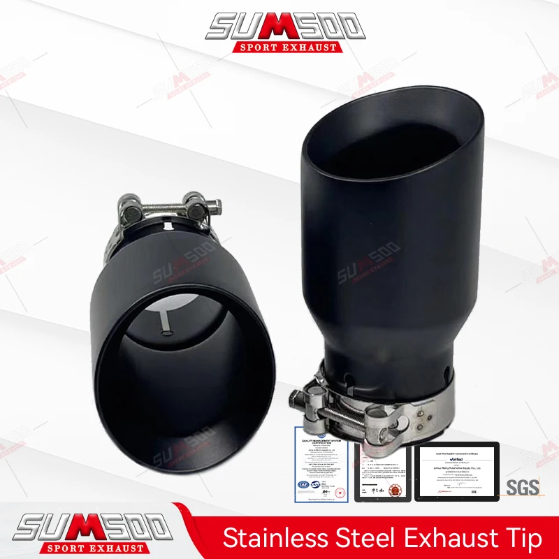 SUMSOO 304 embout d'échappement en acier inoxydable noir accessoires de voiture mise à niveau pointe de silencieux systèmes d'échappement universels modifier la buse de tuyau