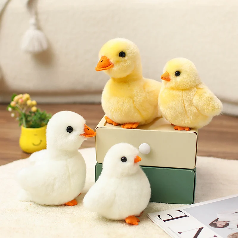 Kawaii Fluffly Little Duck Plush Toys Soft Stuffed Animals Lifelike Cartoon Chick Dolls Baby Sleeping Pillow for Girls Kids Gift