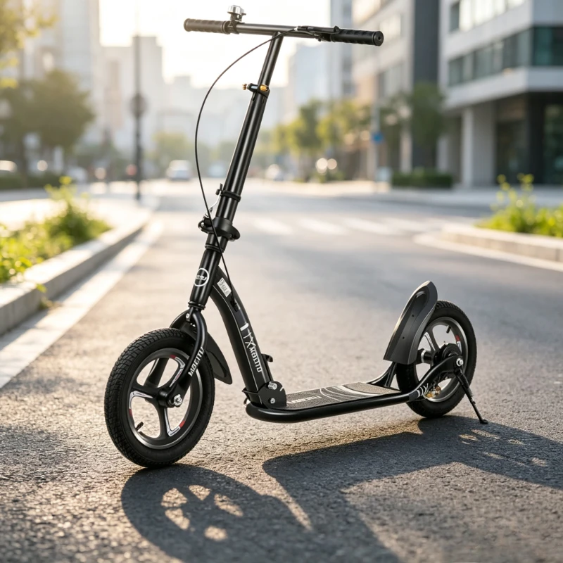 Non-Electric 2-Wheel Foldable Kick Scooter for Adults, Commuting Foot Pedal Scooter, Strong Load Capacity Lightweight Folding
